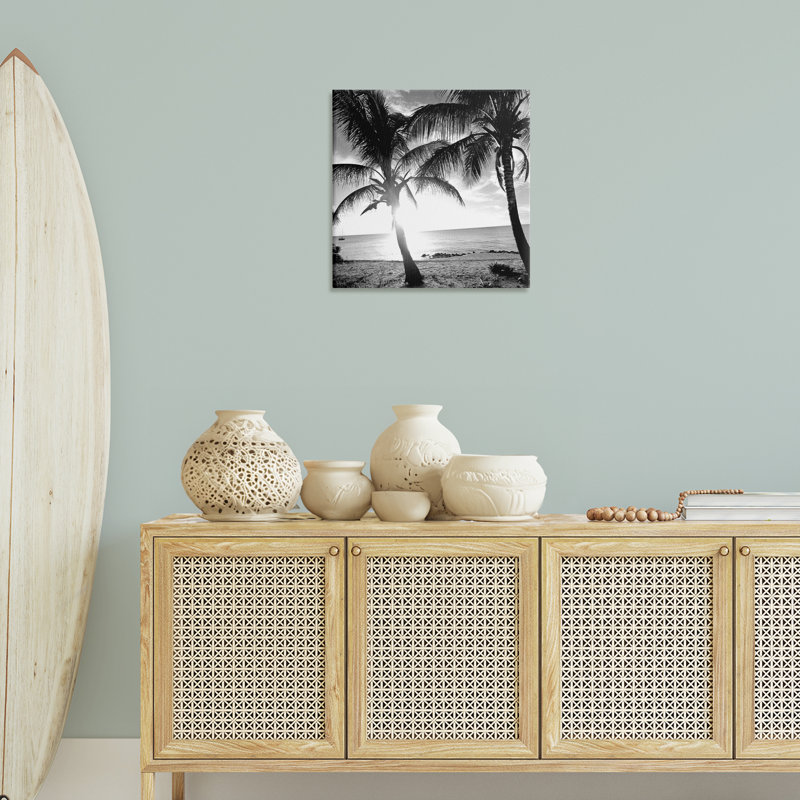 "Sunlit Palm Silhouettes", art mural par Susan Bryant, H 24 po x l 24 po