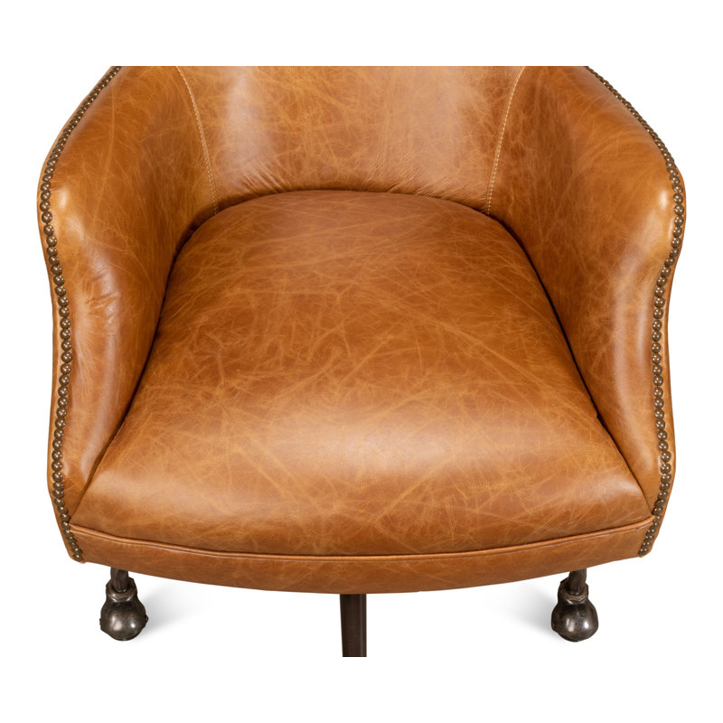 McKellen Leather Swivel Executive Chair, Cuba Brown
