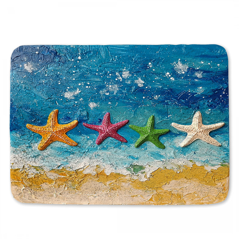 Tapis de bain étoile de mer décor bord de mer bord de mer, L 34 po x l 21 po