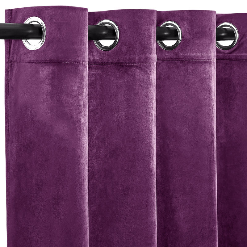 Velvet Room Darkening Grommet Window Curtain Panel, 55" W x 108" L, Purple