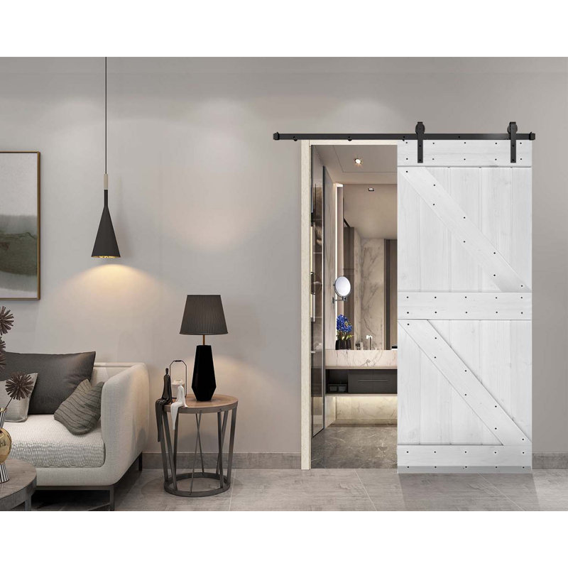 Porte de grange peinte 84 po 84 po, 48 po x 84 po, Blanc