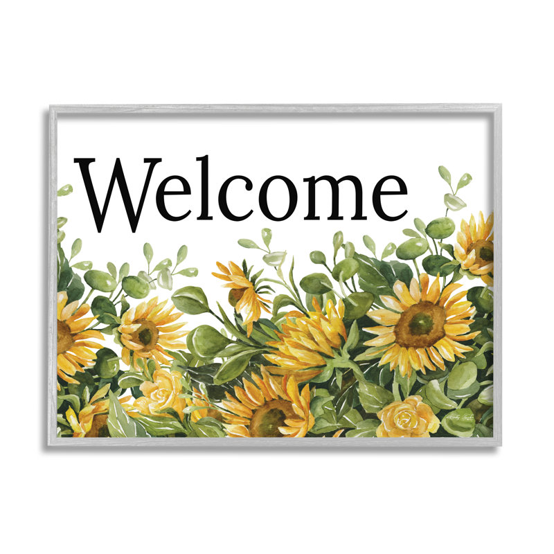 «Welcome Blooming Sunflower Field» par Cindy Jacobs - cadre flottant, impression sur toile, H 24 po x l 30 po x P 1,5 po