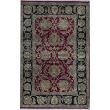 Hand-Knotted High-Quality Burgundy, Black, and Beige Area Rug