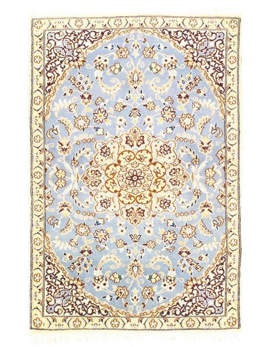 Tapis rectangulaire en laine et en soie de conception unique 4 pi 6 po x 2 pi 11 po Ieshaa