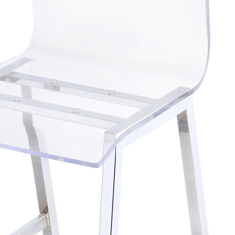 2 chaises transparentes à hauteur de comptoir avec base - élégantes pour diverses salles à manger