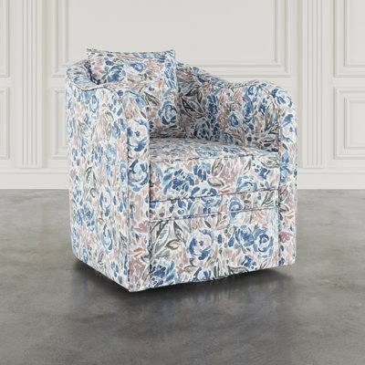 Daisy Bloom Classic Traditional Swivel Accent Armchair with Pillow