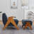 Chenille Upholstered Armchair With Matching Ottoman-1682116803