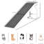 Rampe pour chien avec escalade sécuritaire et plateforme confortable - bois de pin, tapis antidérapant, finition blanche, hauteur de 25 po, surface de repos en pin, gris, largeur de 16 po, longueur totale de 74 po
