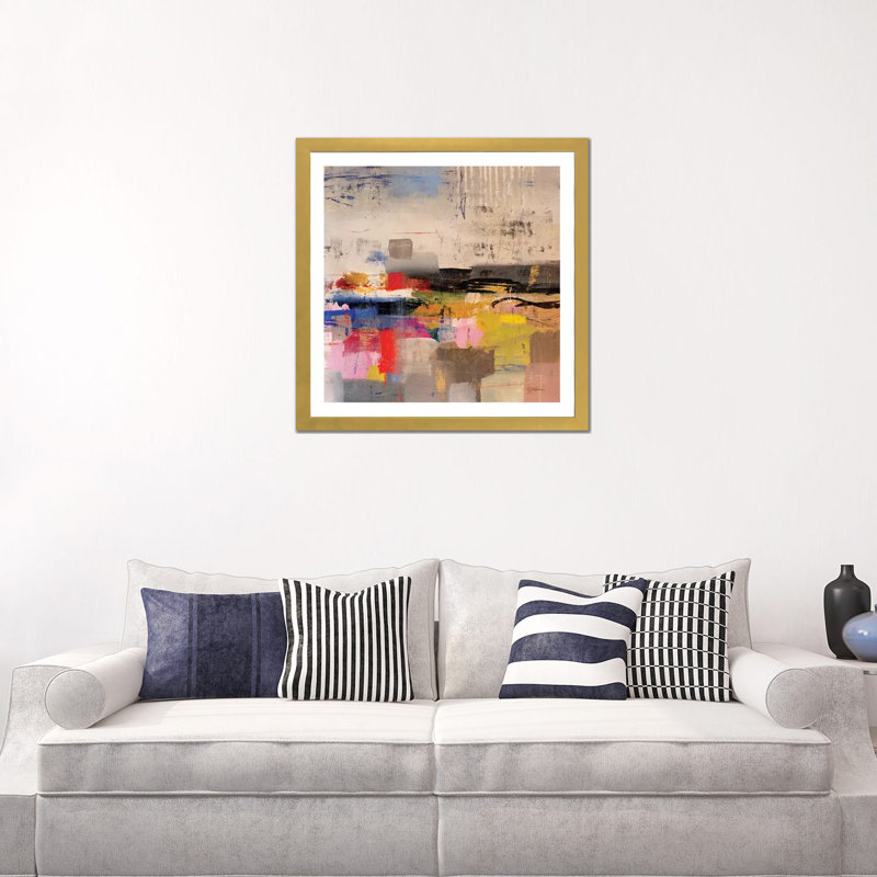 " Float " by Julian Spencer, Gold Framed Paper, White, 24" H x 24" W x 1" D