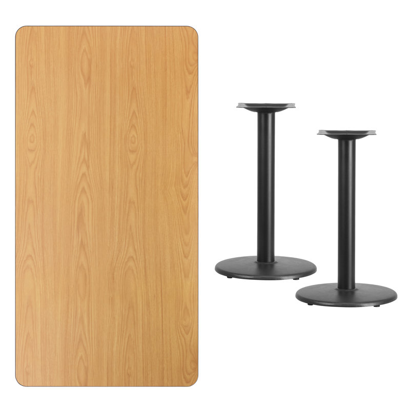 Stephine 30'' x 60'' Rectangular Laminate Table Top with 18'' Round Table Height Bases, Natural
