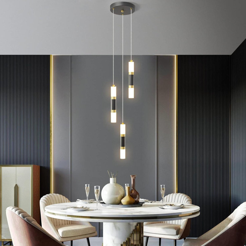 Luminaire suspendu moderne pour la cuisine au-dessus d'un îlot à DEL à 3 lumières à intensité variable avec luminaire suspendu pour la cuisine