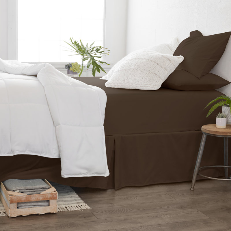 Sateen Double Brushed Microfiber Sheet Set, Cocoa, Twin XL Sheet Set + Fitted Sheet + 1 Pillowcase