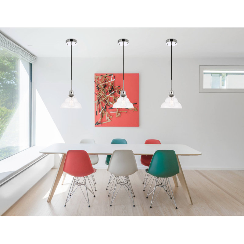 Vernia 1 - Light Single Pendant, Chrome, 7.6" H x 8.5" W x 8.5" D