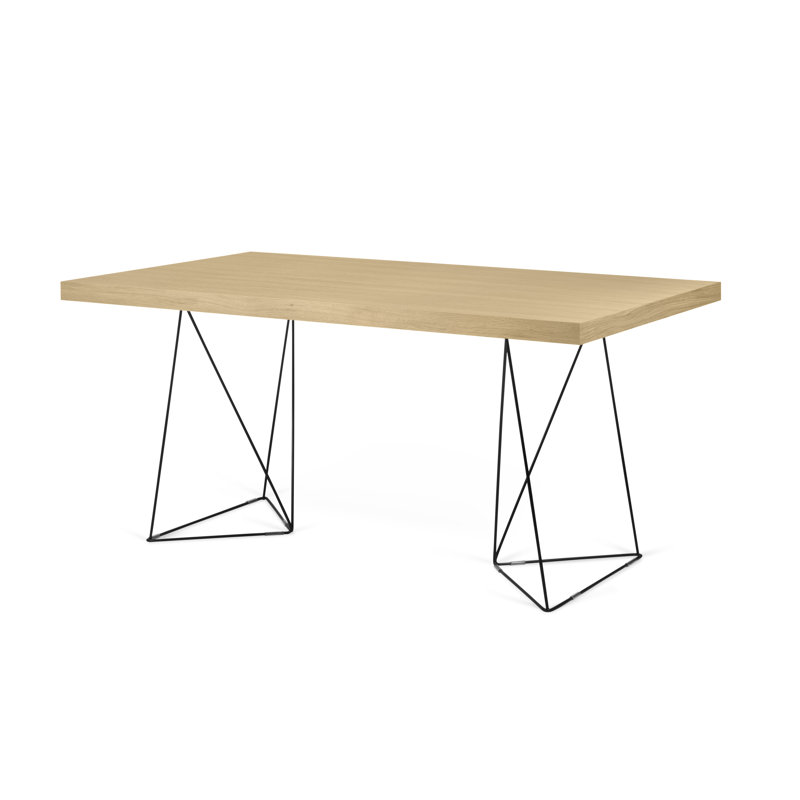 Frethi Metal Base Dining Table, Oak, 30" H x 63" L x 35" W