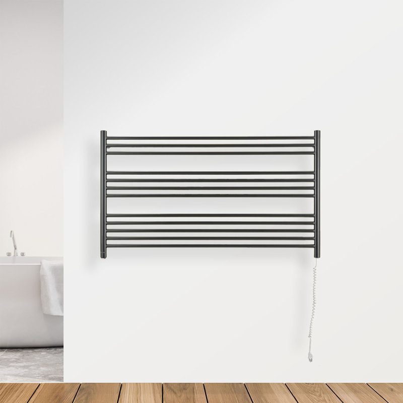Amplia Straight Towel Rail Towel Warmer, Matte Black