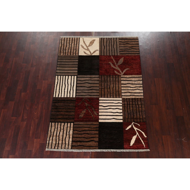 Tapis oriental unique Gabbeh Kashkoli noué à la main 4 pi 10 po x 6 pi 10 po