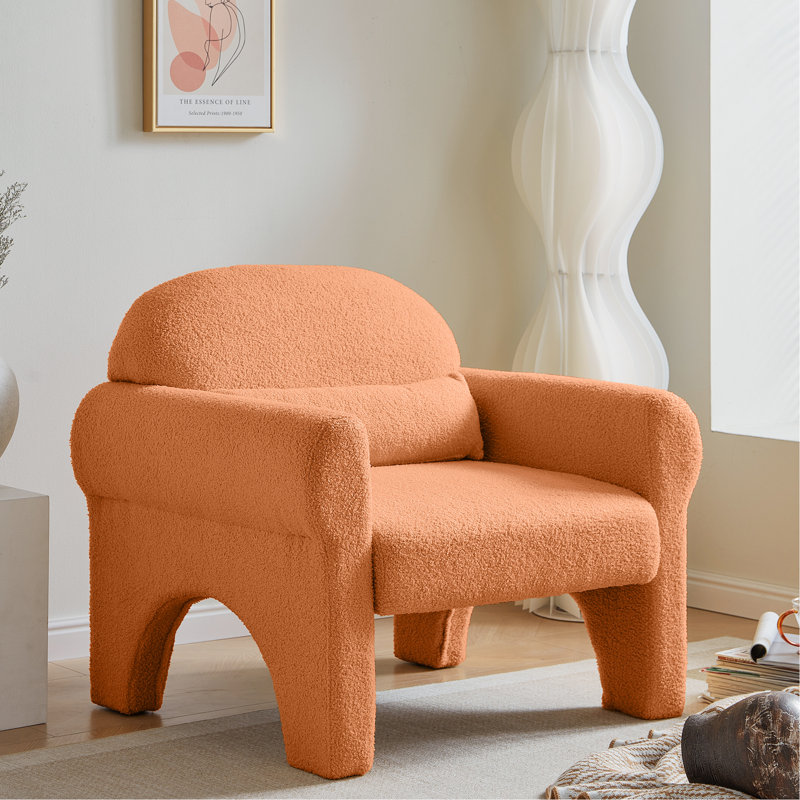 Chaise de salon moderne orange avec coussin lombaire pour une option polyvalente de siège à la maison - laine d'agneau, structure robuste, siège relaxant, luxueux loisir