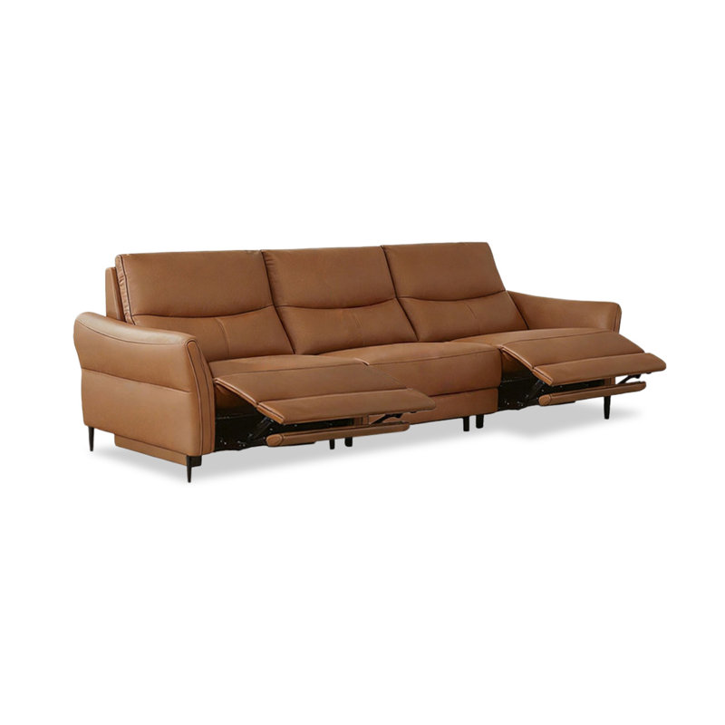 Canapé modulaire orange en similicuir, 36.22" H x 105.51" W x 38.19" D