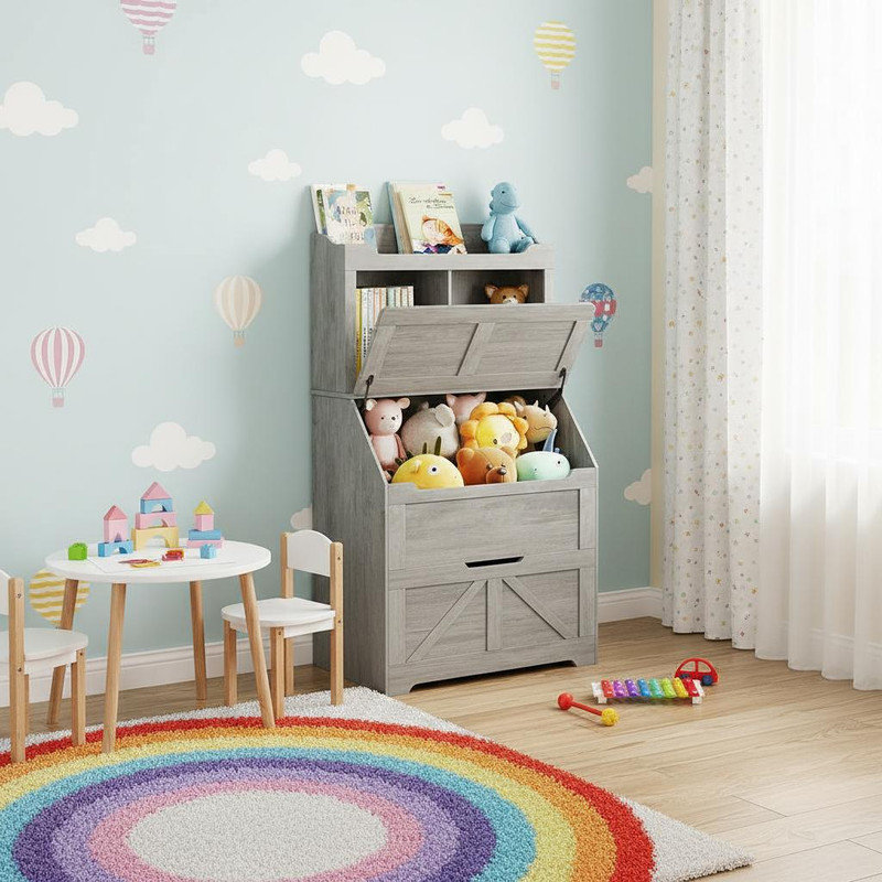 121.4cm H x 79cm W Toy Storage Bookcase, Grey