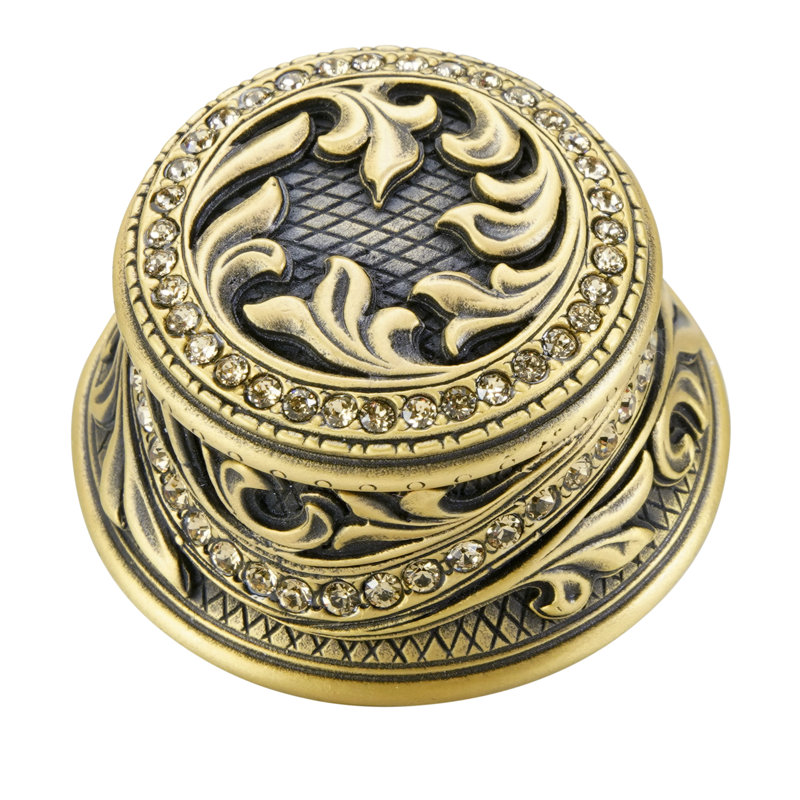 PORTLAND KNOB; DECORATED WITH SWAROVSKI® LT COL TOPAZ CRYSTALS; MUSEUM GOLD PLATE