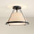 Solacer Flush Mount – Metal, Fabric & Black, Ivory White Shaded 1-Light Hardwired Dimmable Ceiling Light for Bedroom or Hallway in Modern, Mid-Century, and Contemporary Style-78799574