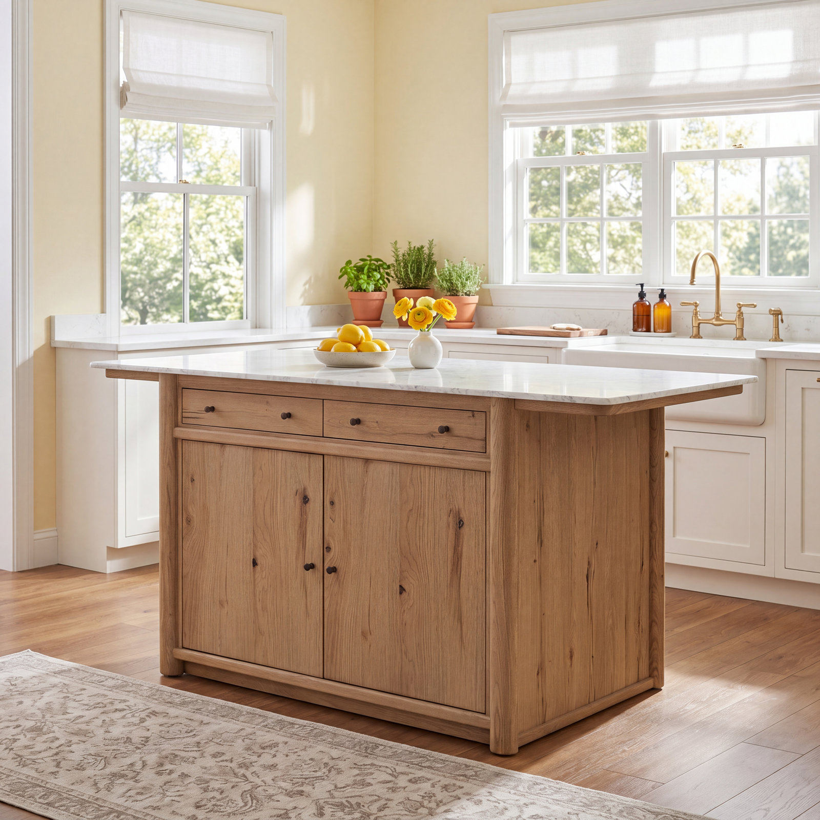 LeeRoy Marble Top Kitchen Island