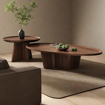 Solid wood oval creative retro tea table