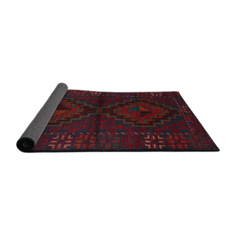 Tapis gris/rouge/vert traditionnel Kenesha, Rond 5 pi