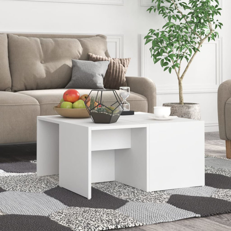 Ensemble de 4 tables basses en bois d'ingénierie, Blanc