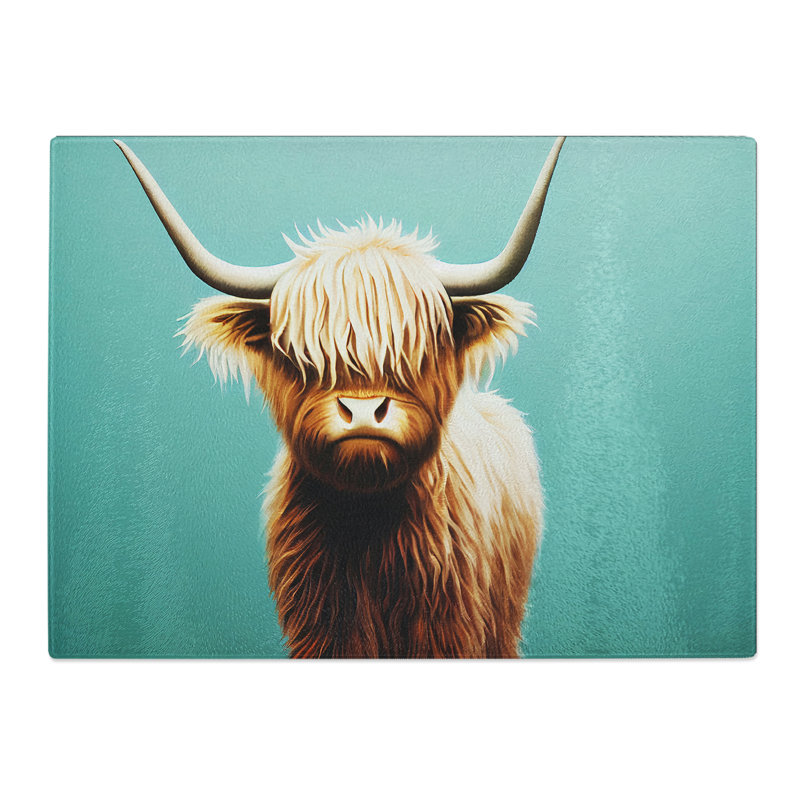 Grand Highland Cow  Glass Chopping Board