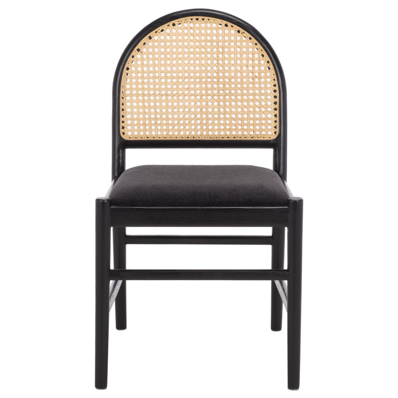 Laylie Leather Upholstered Dining Chair, Black Boucle, Black