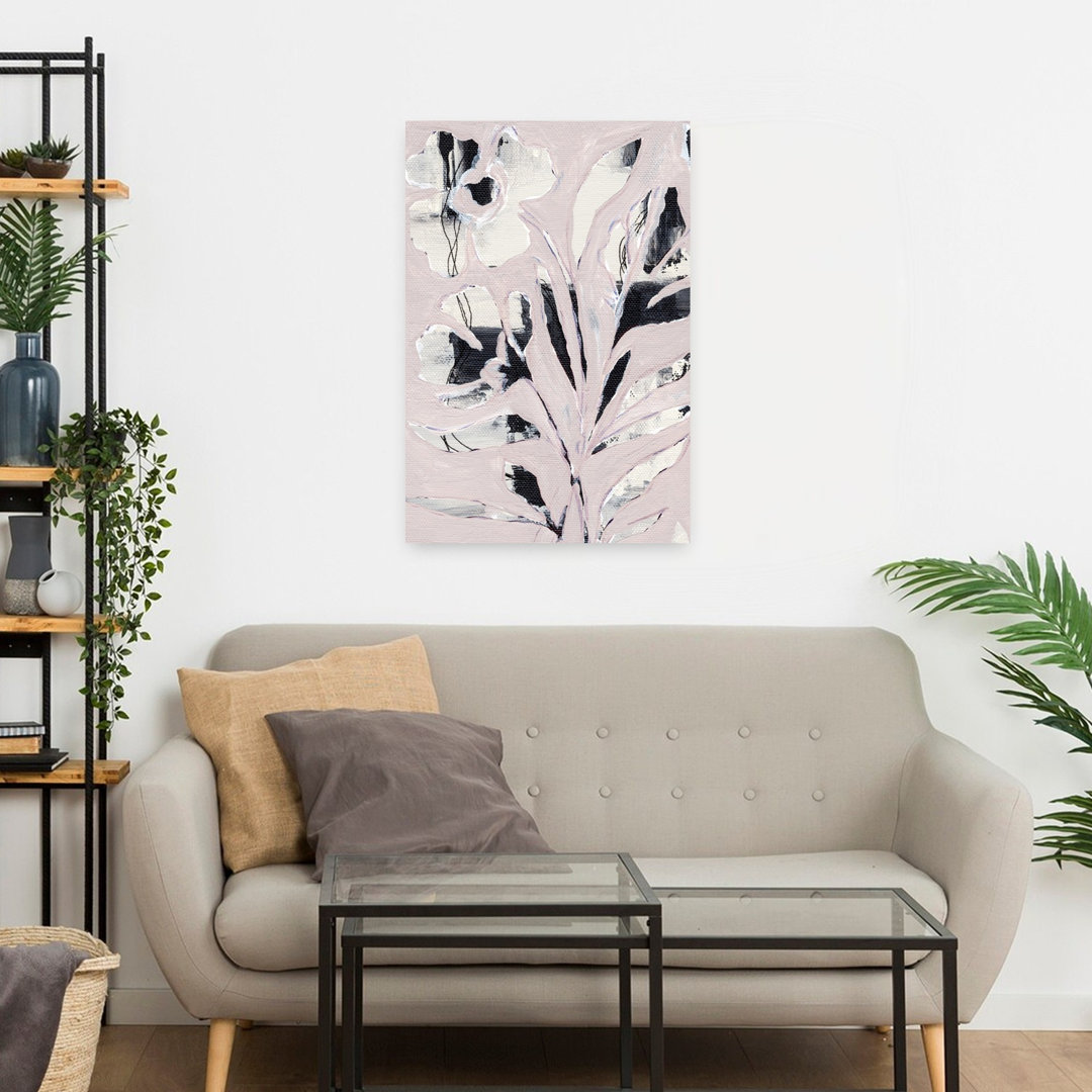 Modern Pink Floral Abstract Contemporary Delicate Flower Nature Wall Art Print
