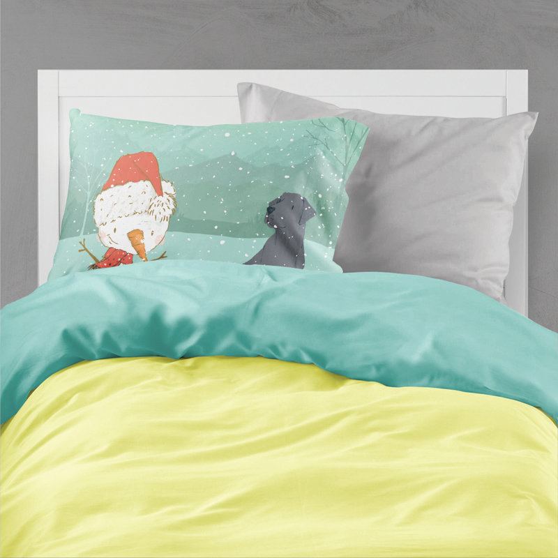 Snowman Christmas Microfiber, Black Labrador