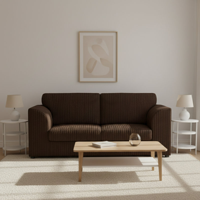 3 Seater Corduroy Sofa, Chocolate