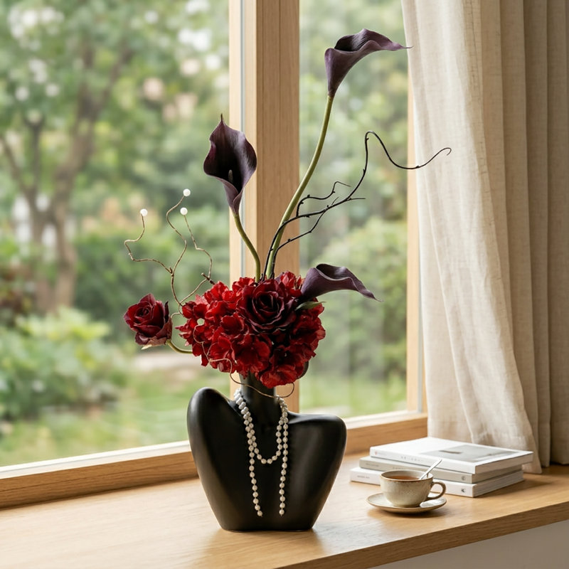 Fleurs gothiques dans un vase Fleurs artificielles pour centres de table Boho Halloween Home Decor