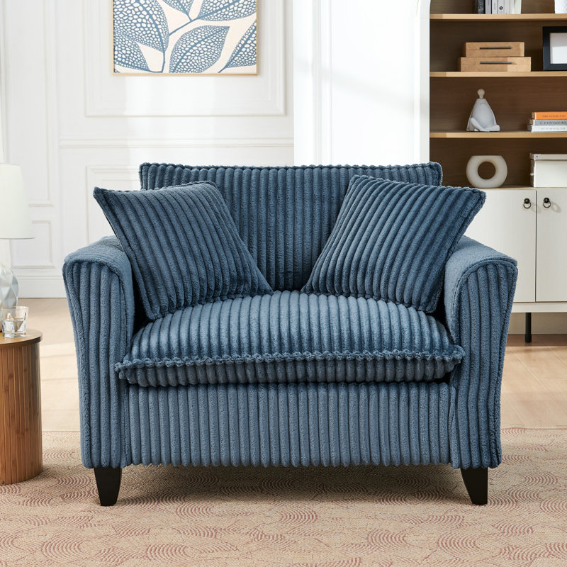 Fauteuil Lazy, fauteuil confortable pour une personne, avec dossier et coussin de siège moelleux, avec accoudoirs des deux côtés, convenant au salon et à la chambre à coucher - bleu