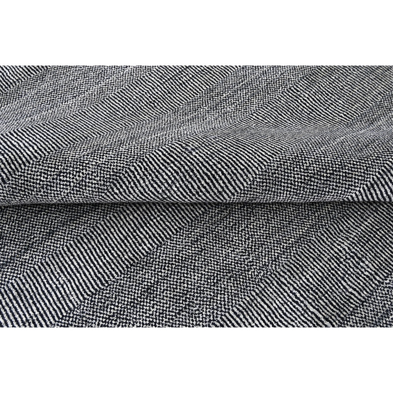 High-Quality Hand-Knotted Silver And Black Area Rug, Rectangle 10' x 14'