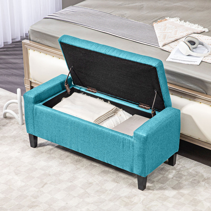 Atzel 36.25'' Tufted Rectangle Storage Ottoman,Storage Ottoman, Linen Upholstered Storage Bench with Lift Top and Button Tufted for Living Room