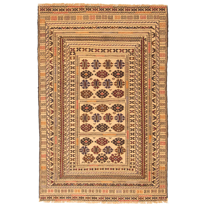 Tapisserie Bowens beige kilim 4 pi 2 po x 6 pi 4 po