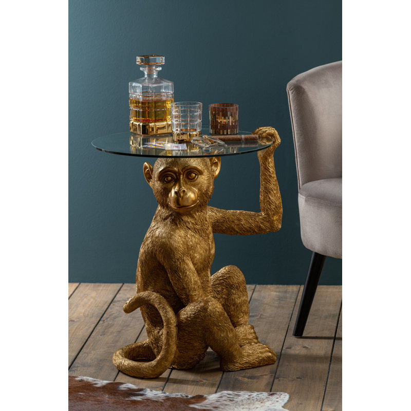 Kyran Glass Top Figurine Round Side Table