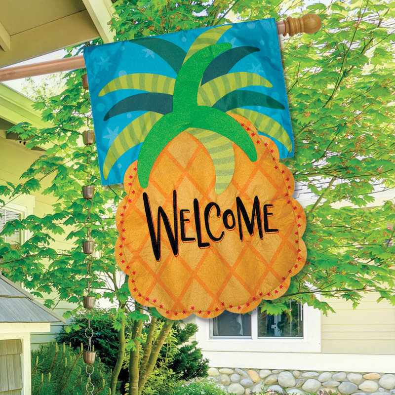 Welcome Pineapple Applique House Flag