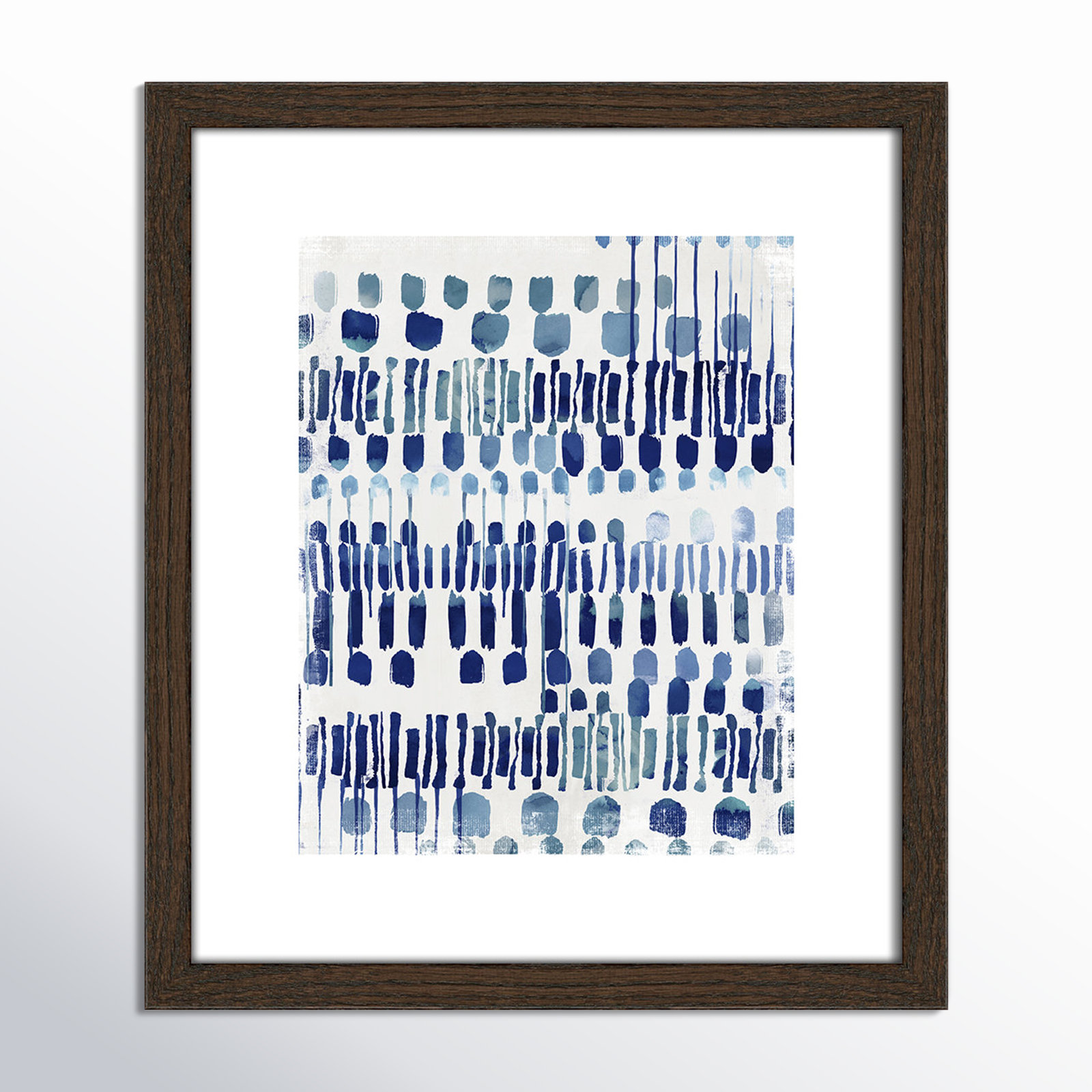 Continuously I - Painting Print, Walnut Wood Grain Framed Paper, White, 15" H x 13" W x 0.75" D
