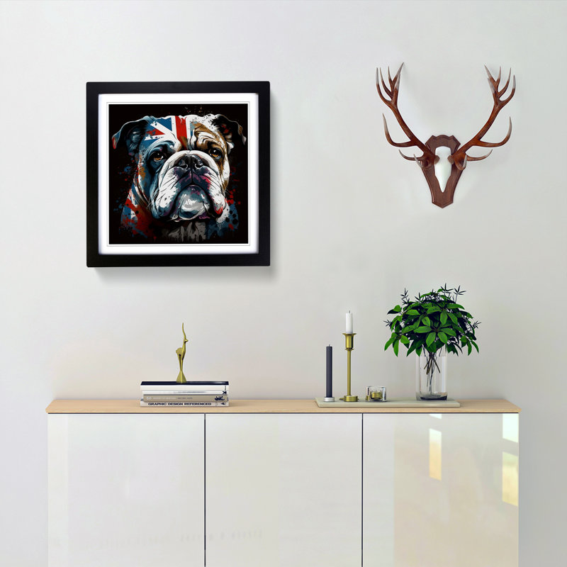 British Bulldog Expressionism Framed Print, Black
