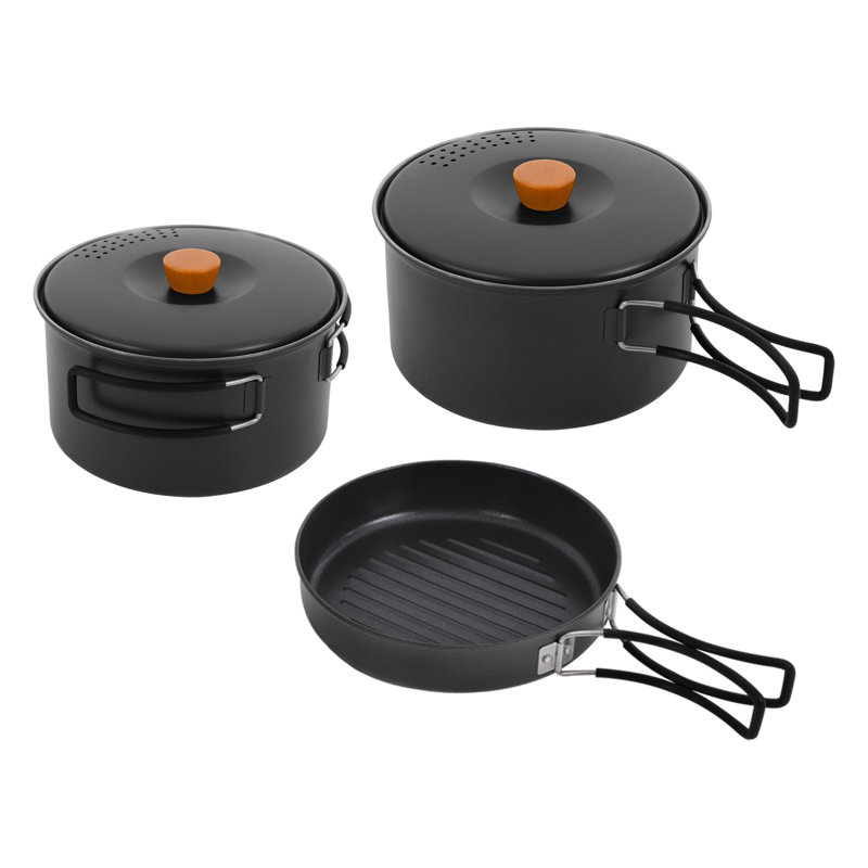 3 Piece Stainless Steel Cookware Set, Black
