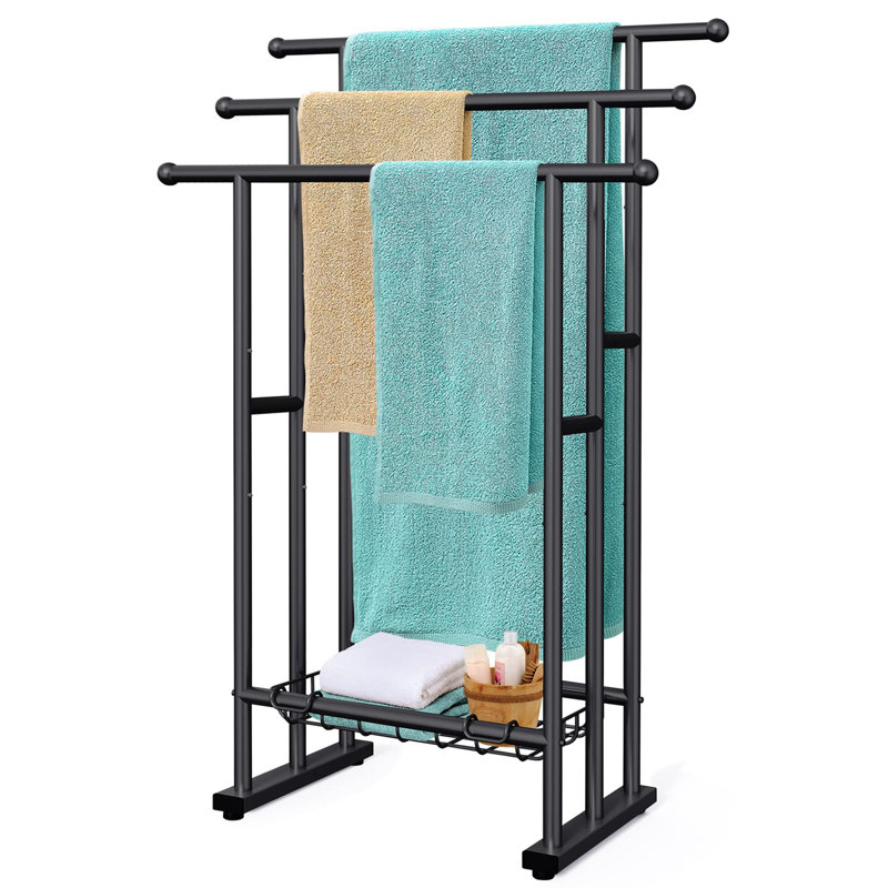 Porte-serviettes sur pied, Noir, noir, noir, noir