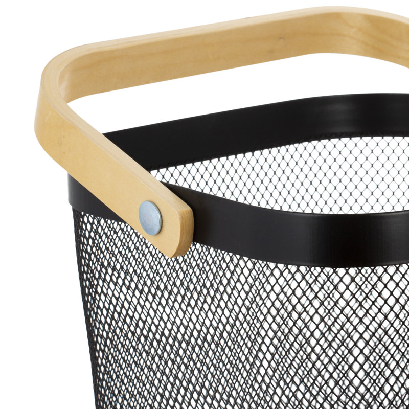 Latitude Run Mesh Tote With Bamboo Handle, Black
