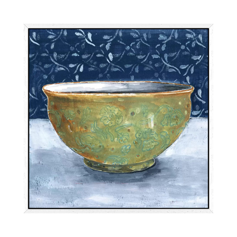 Golden Bowl by Miri Eshet - Painting on Canvas, White Framed, 93.98 cm H x 93.98 cm W
