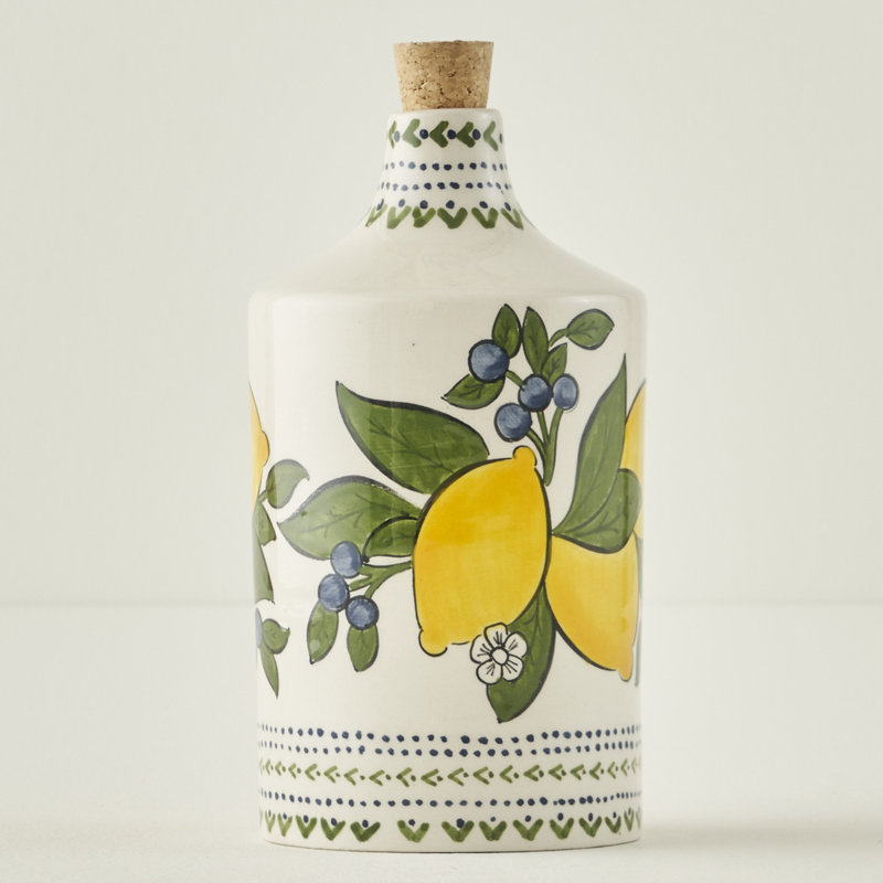 Bouteille d'huile d'olive en céramique avec bouchon en liège