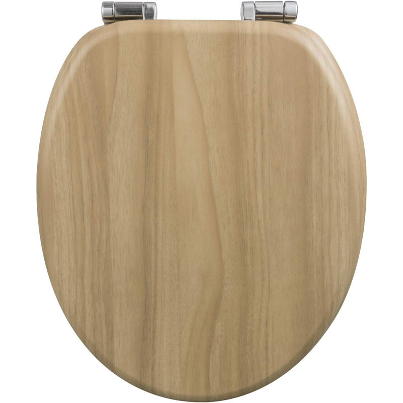 Toilet Seat, Soft Close WC Seat with Strong Hinge Ideal for Standard Toilet, Oak