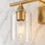 Éclairage de salle de bain léger, métal doré brossé et verre, style ferme moderne